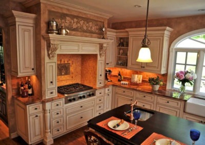 Abbey's custom traditional kitchen, light glazed wood cabinets and beautiful detailing