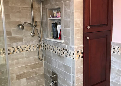Abbey's bathroom renovation, quick elegant tub shower design