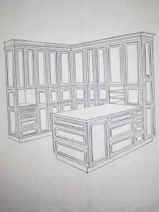 Blueprints for a kitchen remodel by Abbeys Kitchens & Bathrooms near Bayonne, NJ