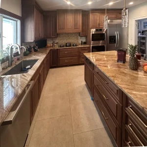 A photo of the after product of a kitchen remodel by abbeys